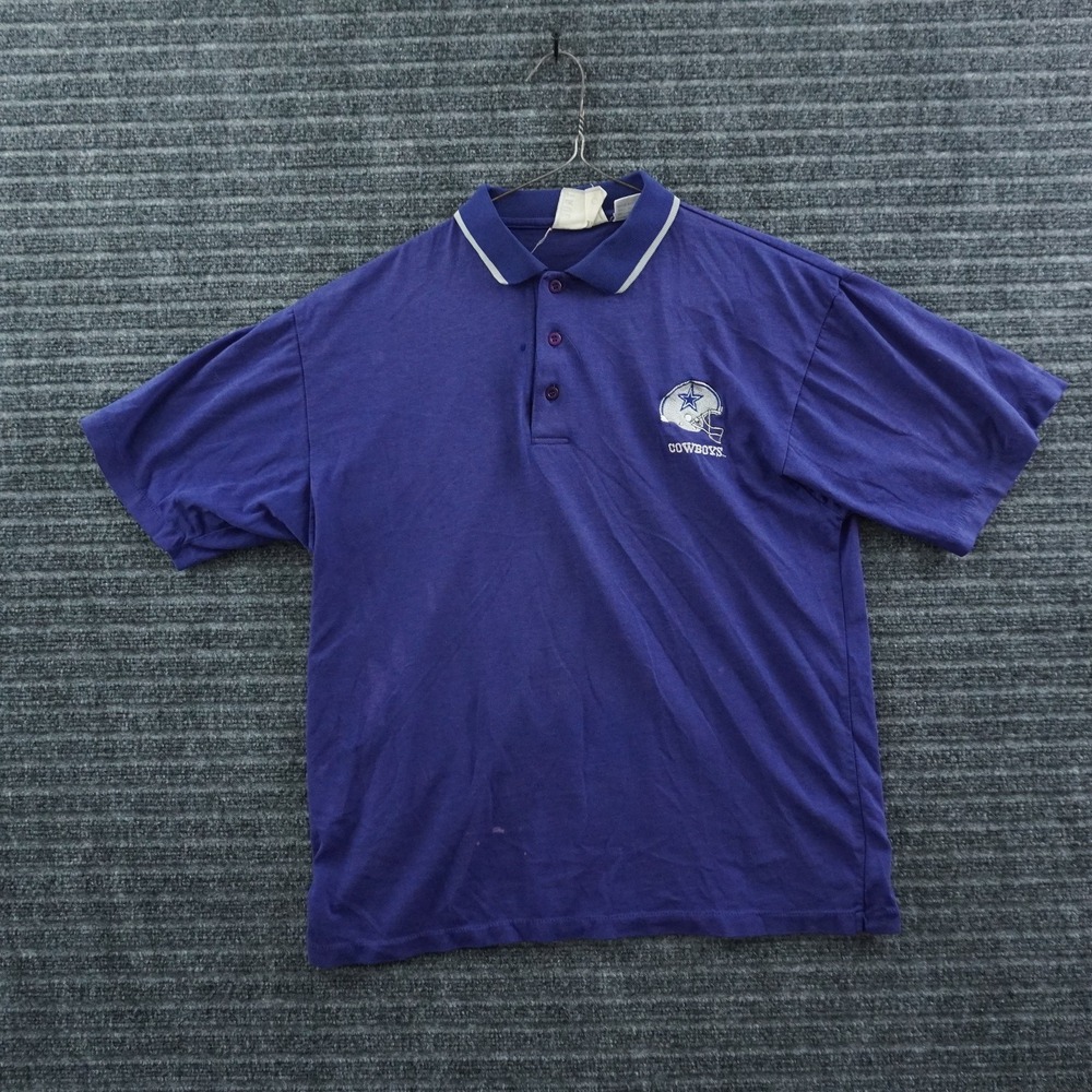 True Fan Dallas Cowboys Polo Shirt Mens Medium Navy Vintage Embroidered Logo